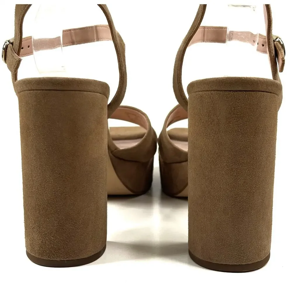 Kate Spade New York Delia Platform Beige Suede Sandals Size 9B New MSRP $228